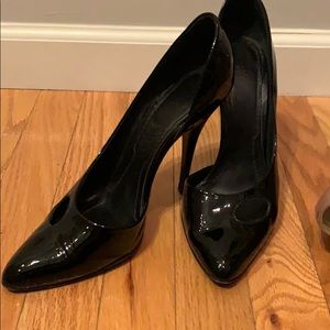 GIVENCHY-  Patent leather Black peep toe heels